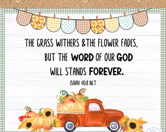 Herbst Erntedank Pinnwand | Christliche Bibel Verse Klassenzimmer Dekor druckbar