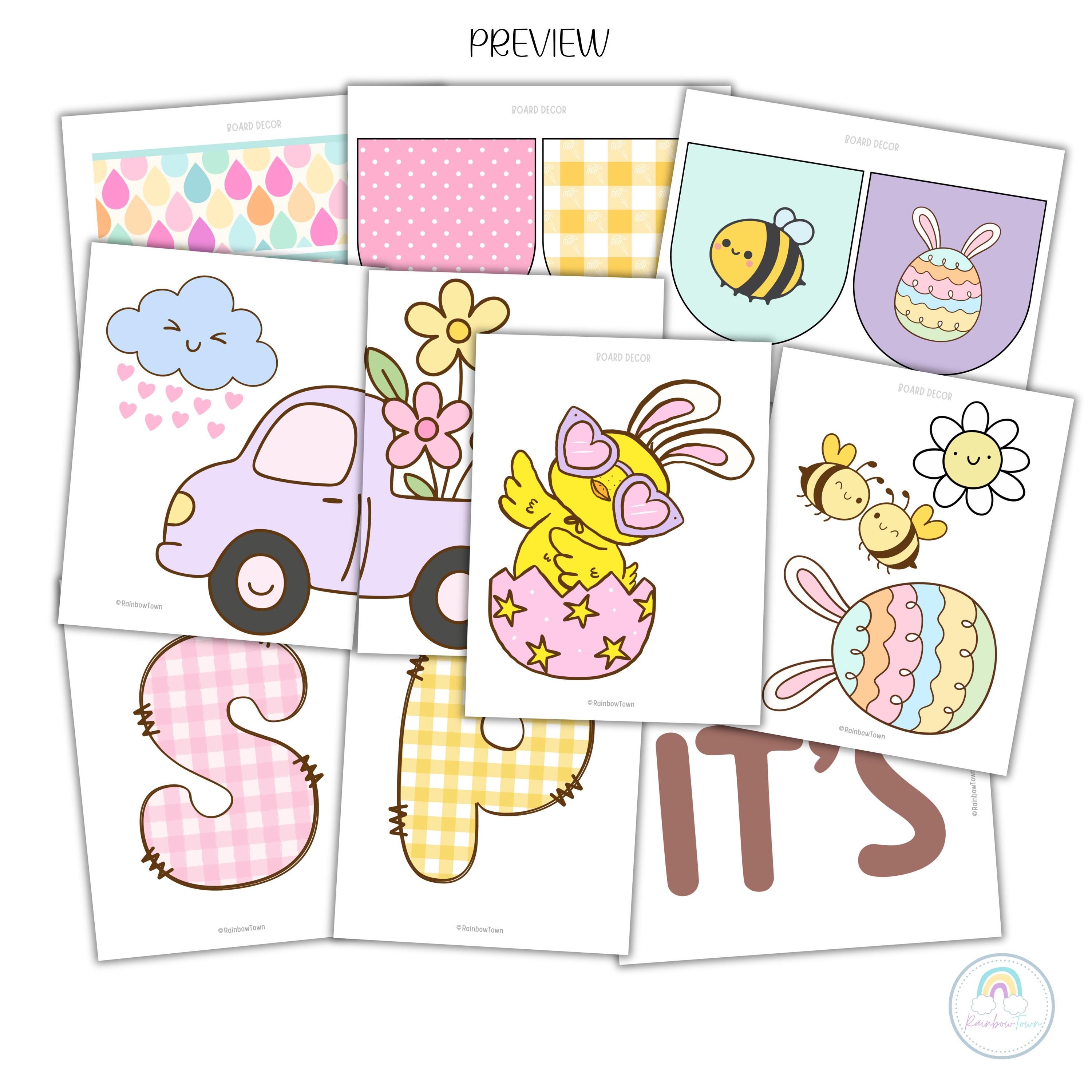 Spring Bulletin Board Kit Pastel March - April Classroom Decor ...