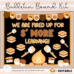 Back To School Bulletin Board Kit S'Mores Camping Theme Classroom Door Decor Printable