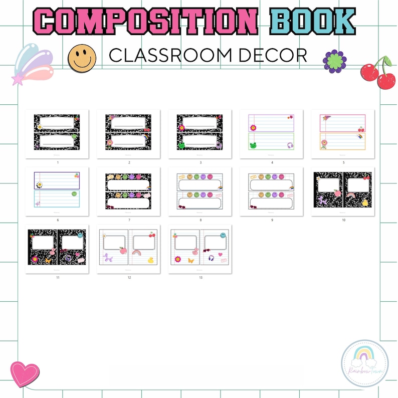 Composition Book Student Name Plates: Retro Classroom Decor (PPT File ...