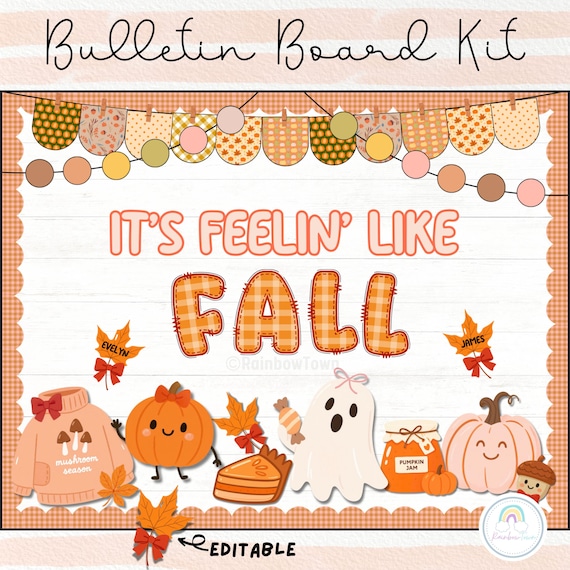 Fall Bulletin Board Kit Falling for Kindness Classroom Decor Printable & Editable