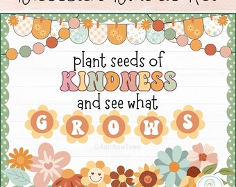 Spring Bulletin Board Kit Groovy Flower Classroom Decor Printable