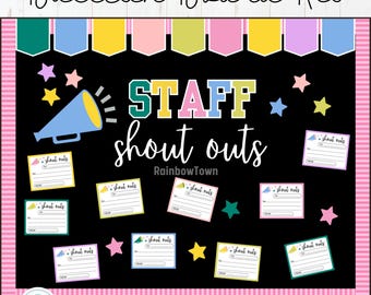 Staff Shout Out Bulletin Board Kit Printable Appreciation Cards - Etsy