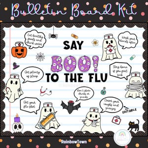 Halloween Bulletin Board Kit Health Habits School Nurse Classroom Decor Printable