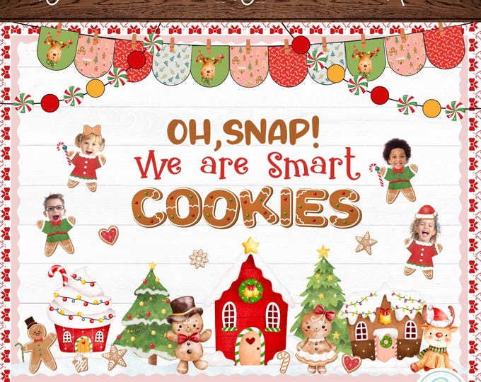 Christmas Bulletin Board Kit Gingerbread Holiday Classroom Decor ...
