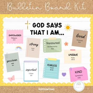 Christian Bulletin Board Kit God Says I Am Christian Classroom Decor