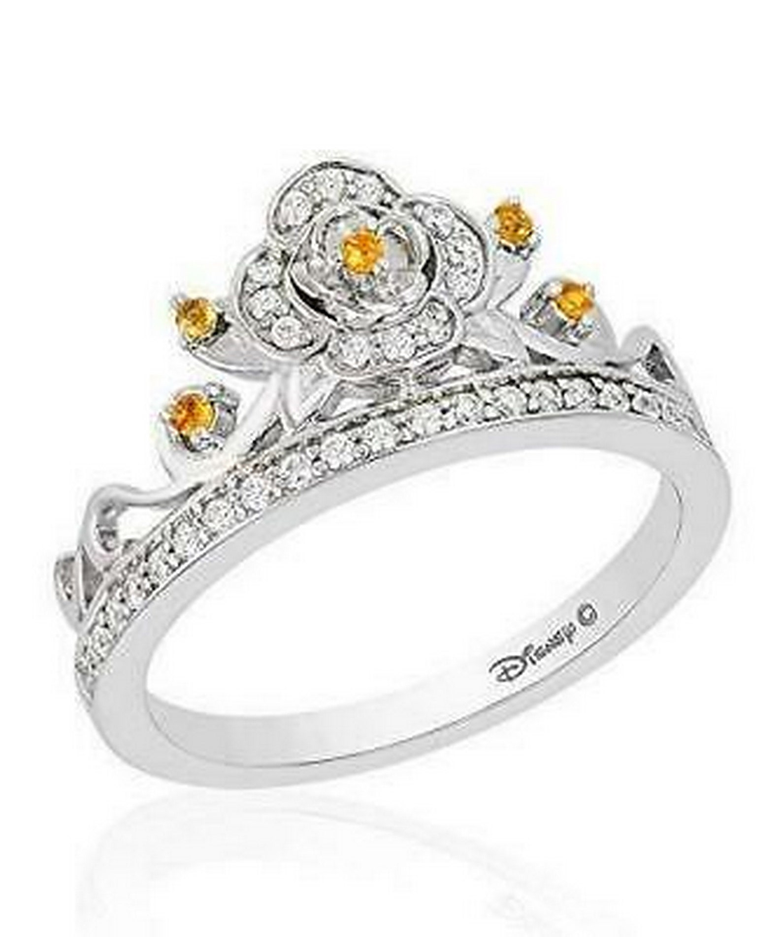 Enchanted Disney Citrine Belle Bridal Ring Engagement Ring