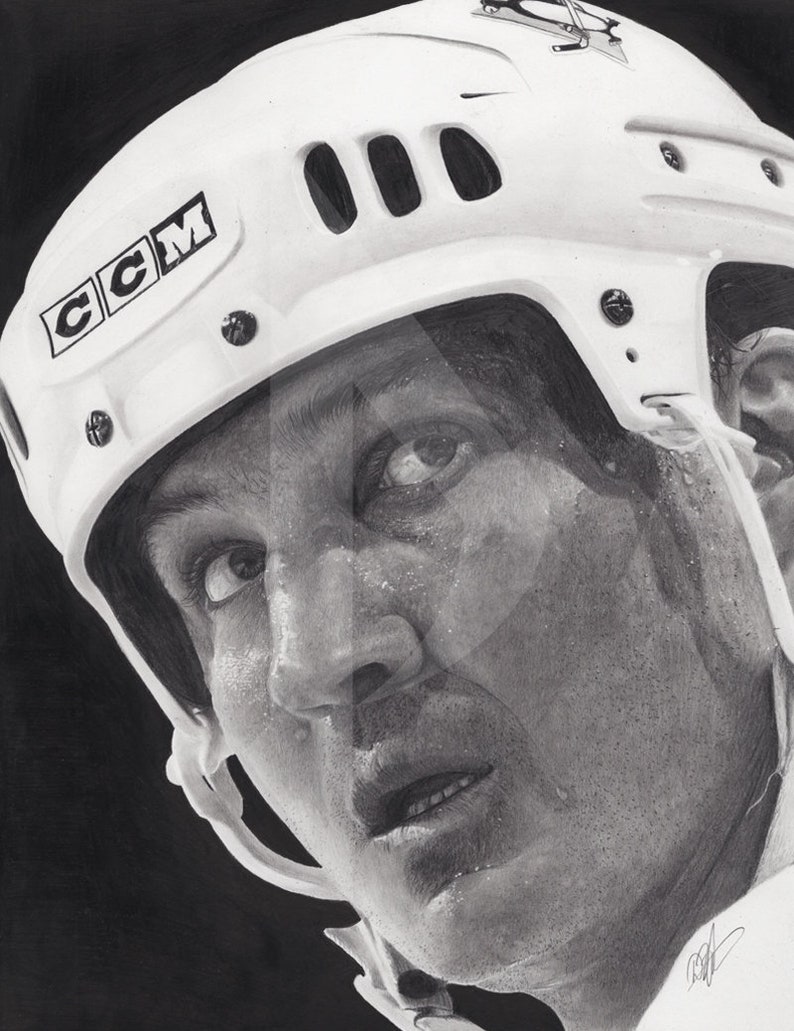 Mario Lemieux Drawing Print 10.25x14 Pittsburgh Etsy