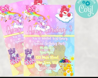 care bear baby shower invitations