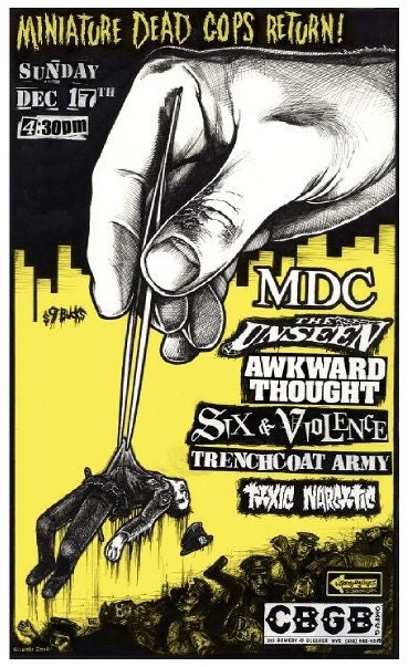 Cbgb's Orig Punk Concert Poster MDC the Unseen Awkward Thought