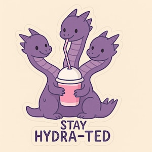 Stay Hydra-ted Cute Purple Hydra Sticker - Funny Hydration Reminder Decal