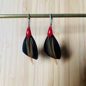 Natural feather earrings