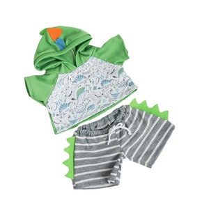 Dino Hoodie Stuffed Animal Outfit, Fits BAB and 16 Inch Plush Animals, Plushie Clothing, Stuffed Animal Accessory
