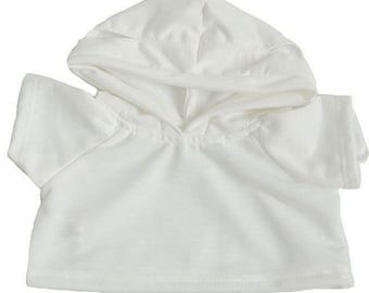 White Hoodie, 8 Inch Plush Animal Outfit, Plushie Clothing