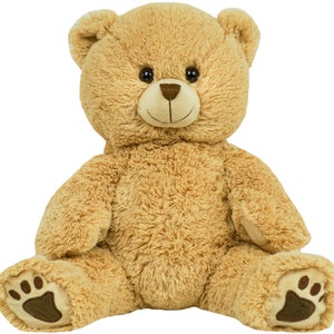 RECORDABLE Long Hair Teddy Stuffed Animal, 16&quot; Plushie, Ultrasound Plush, Memorial Bear, Military Deployment, Personalized,  Gift