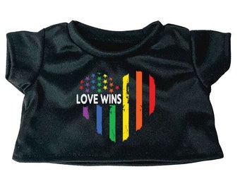 Love Wins Stuffed Animal Shirt, Fits 16-inch Plush Animals, Plushie Clothing