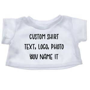 CUSTOM Stuffed Animal T-SHIRT, Fits 8 Inch Stuffed Animals, Plushie Clothing, Personalized Photo and Text Shirt