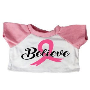 Breast Cancer Believe Shirt | Fits BAB  & 14 to 16-Inch Stuffed Animals | Teddy Bear Outfit | Plushie Clothing