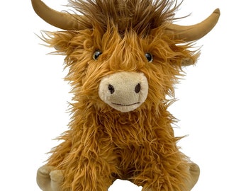 WEIGHTED HIGHLAND Cow Stuffed Animal, 16" Plushie, Sensory Comfort Toy, Anxiety Calming Plushie, Emotional Support, Cuddly, Christmas Gift