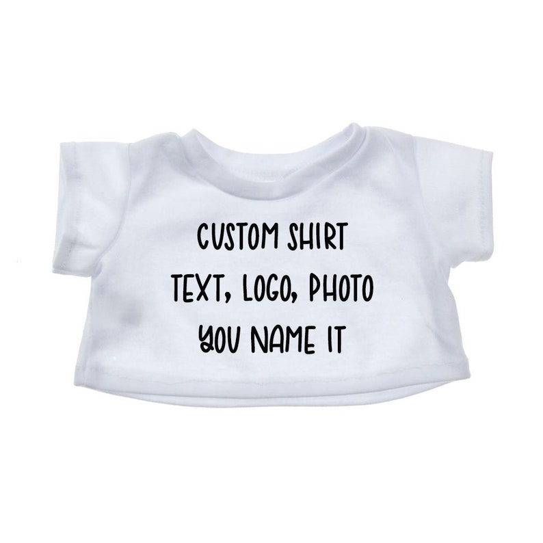 PERSONALIZED Plushie T-SHIRT | Fits BAB | Fits 14 to 16 inch Stuffed Animals | Plushie Clothing | Personalized Photo and Text Shirt 