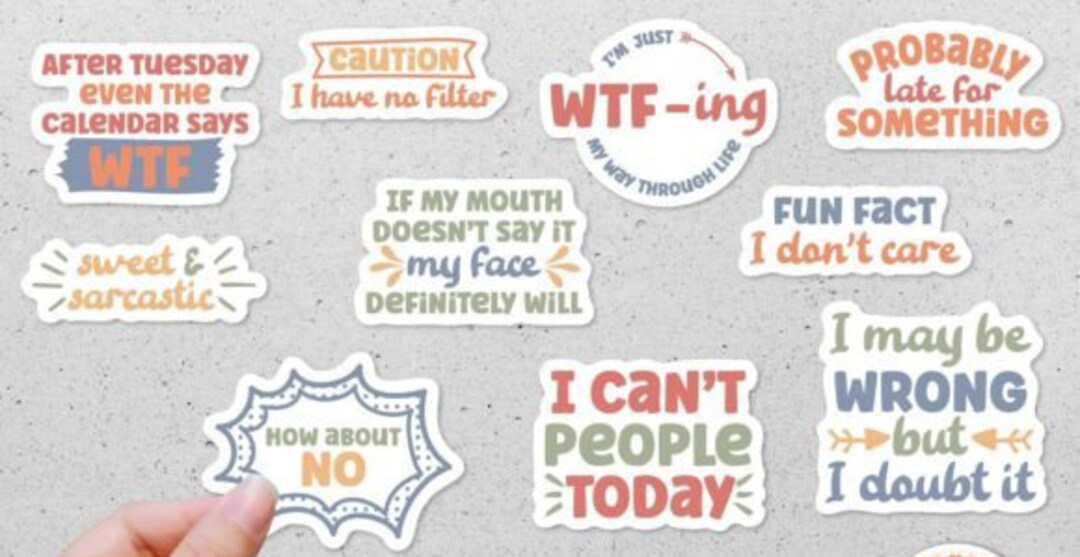 FUNNY 10 Piece Waterproof STICKER PACK for Laptops, Water Bottles ...
