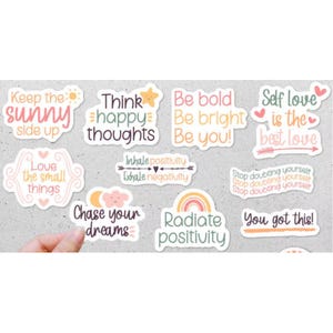 INSPIRATIONAL 10 Piece Waterproof STICKER PACK for Laptops, Water Bottles, Notebooks, Journals and more