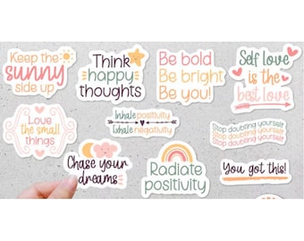 INSPIRATIONAL 10 Piece Waterproof STICKER PACK for Laptops, Water Bottles, Notebooks, Journals and more