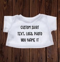 CUSTOM Plushie T-SHIRT, Fits 16-inch Stuffed Animals, Plushie Clothing, Personalized Photo and Text Shirt