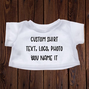 CUSTOM Plushie T-SHIRT, Fits 16-inch Stuffed Animals, Plushie Clothing, Personalized Photo and Text Shirt