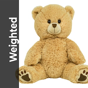 Weighted Longhair Teddy Bear Plush, 16 Inch Sensory Comfort Toy
