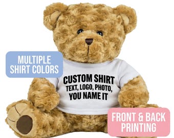 Custom Teddy Bear Shirt - Personalized Photo or Text for 14-16 Inch Plush - Fits BAB