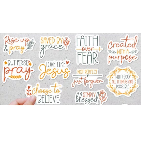 RELIGIOUS 10 Piece Waterproof Sticker PACK for Laptops, Water Bottles, Notebooks, Journals and more
