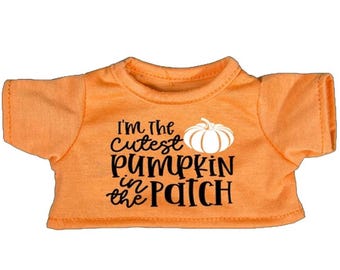 Halloween Pumpkin Teddy Shirt, Plush Outfit (Fits 8-Inch Bears)