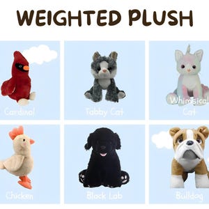 Weighted Stuffed Animal, 16 Inch Sensory Comfort Toy, Calming Anxiety Gift, Custom Weight Plushie