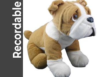 Recordable BULLDOG Stuffed Animal  —  Personalized Gift —  Eco Friendly