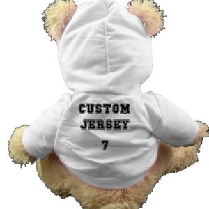 CUSTOM JERSEY Hoodie | Fits BAB & 14 to 16 Inch Stuffed Animals | Teddy Bear Outfit | Plushie Clothing