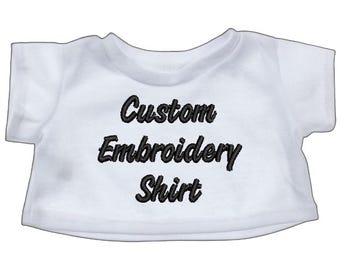 Custom Embroidered Plushie T-shirt for 16" Stuffed Animals - Choice of Color & Font
