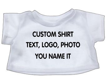 Custom Plushie T‑Shirt — Fits 16in Stuffed Animals, Personalized Photo & Text, Toy Clothing