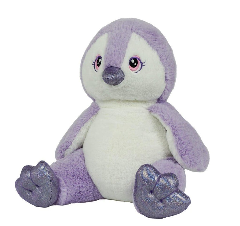 RECORDABLE STUFFED Animal, 16" Plushie, Ultrasound Plush, Memorial Bear, Military Deployment, Personalized, Gift Penguin - Purple