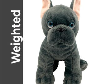 Weighted Frenchie Plushie, Sensory Comfort, Anxiety Calming Toy, 16"