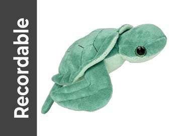 RECORDABLE TURTLE Stuffed Animal, 16" Plushie, Ultrasound Plush, Memorial Bear, Military Deployment, Personalized,  Gift