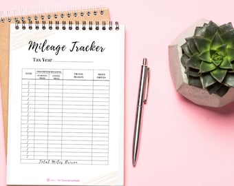 Business Mileage Tracker, Track Miles Download, Vehicle Mileage Tracking, Small Business Planning,  Driving Miles, Tax Deduction Printable