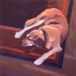 Boceto Rem: perro, mascota, retrato, pintura, impresión, arte, dormir