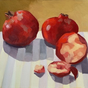 Granatäpfel Herbst Stil Life - Kunstdruck eines Original Ölgemäldes