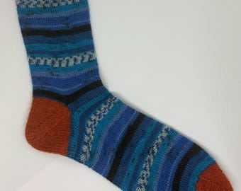 Calcetines de rayas tejidos a mano / talla 10-11