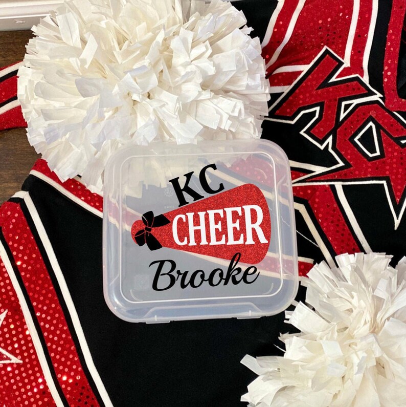 Personalized Cheer Bow Box Cheerleading Holder Hair Etsy