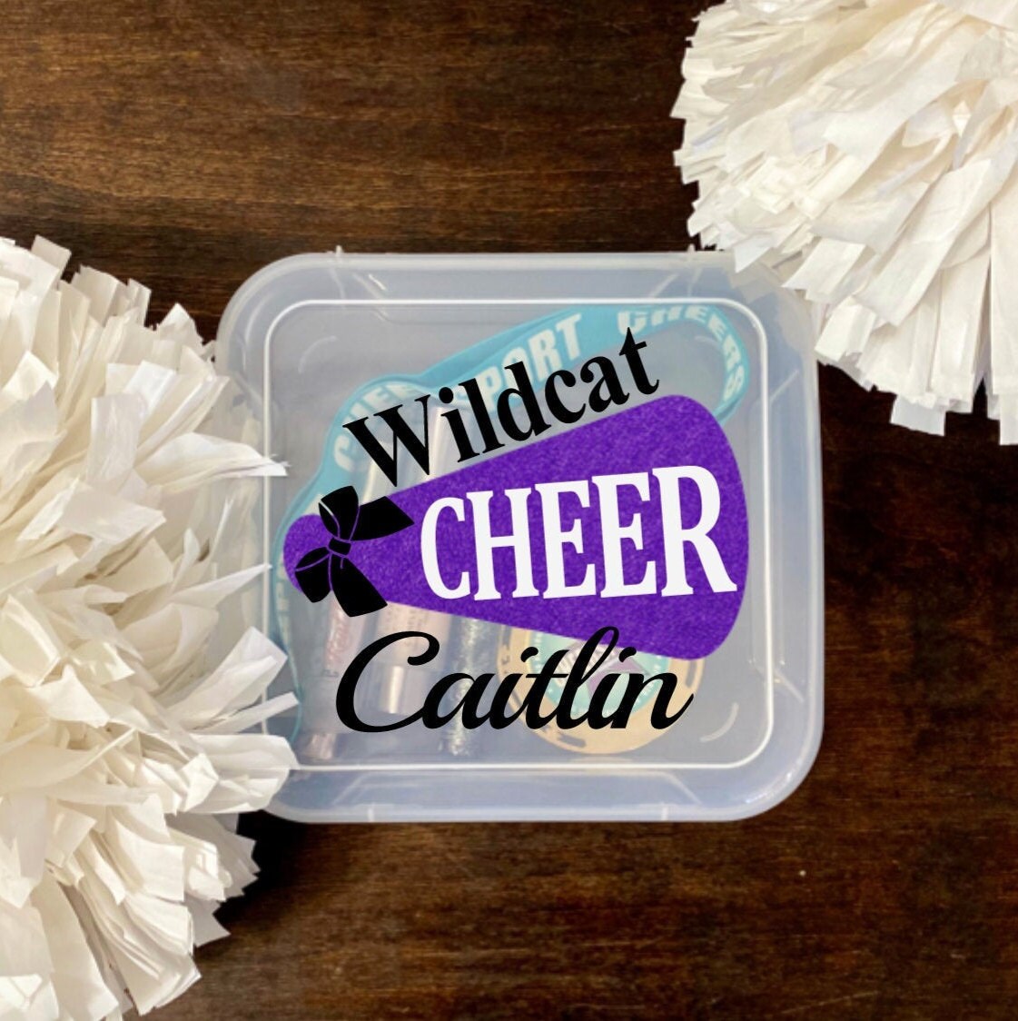 Personalized Cheer Bow Box Cheerleading Holder Hair Etsy