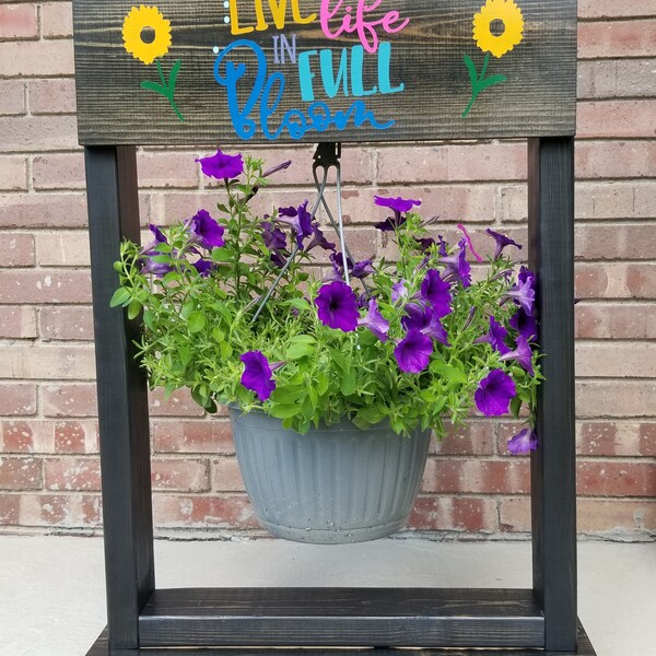 Hanging Flower Basket Stand Etsy
