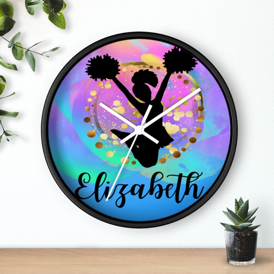 Personalized Wall Clock for Cheerleaders - Cheerleading Clock for Girls ...