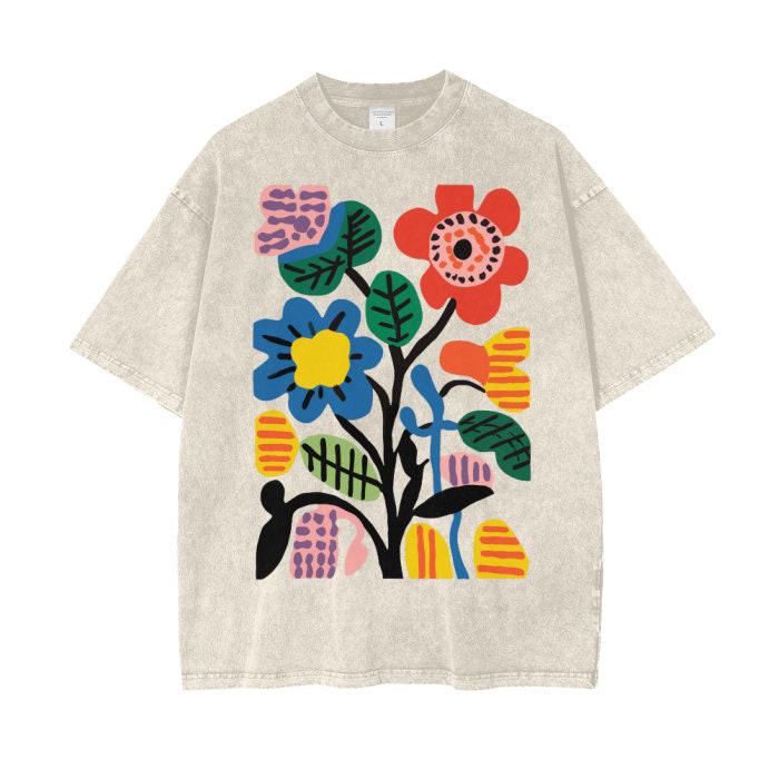 Scandinavian Theme Flower Shirt, Nordic Shirts, Bold Floral Print